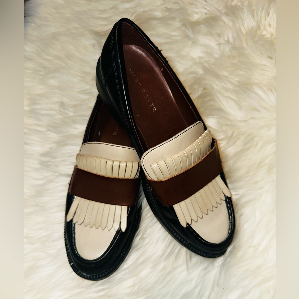 Marc Fisher Woman’s Calixy Fringe Loafer Almond Toe Shoe